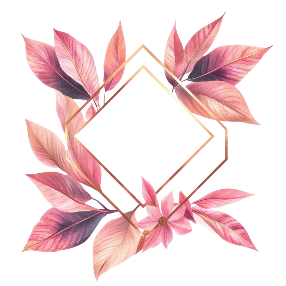 An elegant design featuring leaves surrounding a diamond shape png