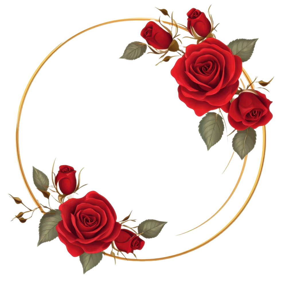 A decorative frame of roses around a yellow background design png