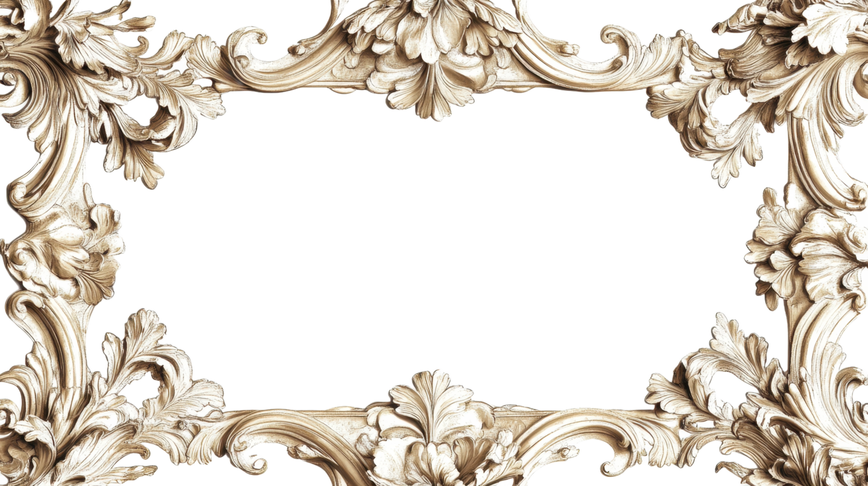 Ornate decorative molding surrounds a blank rectangular picture space png