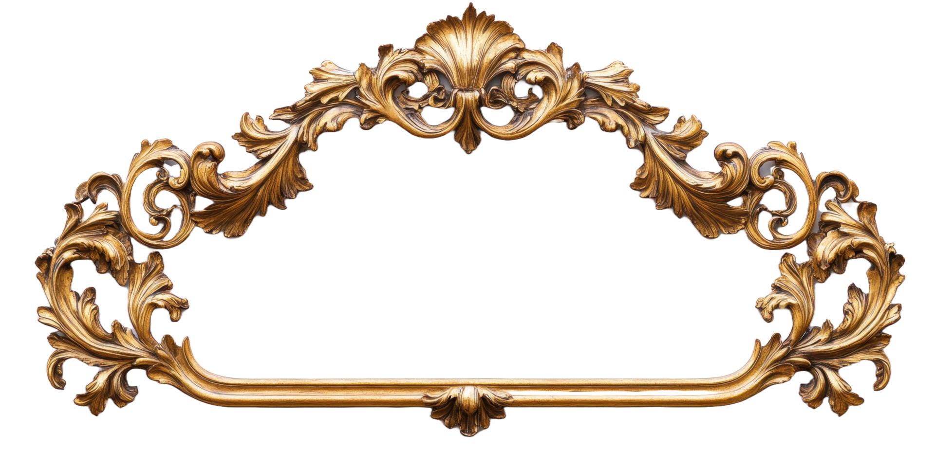 Intricate Ornate Gold Frame with Scrolls and Beautiful Detail png