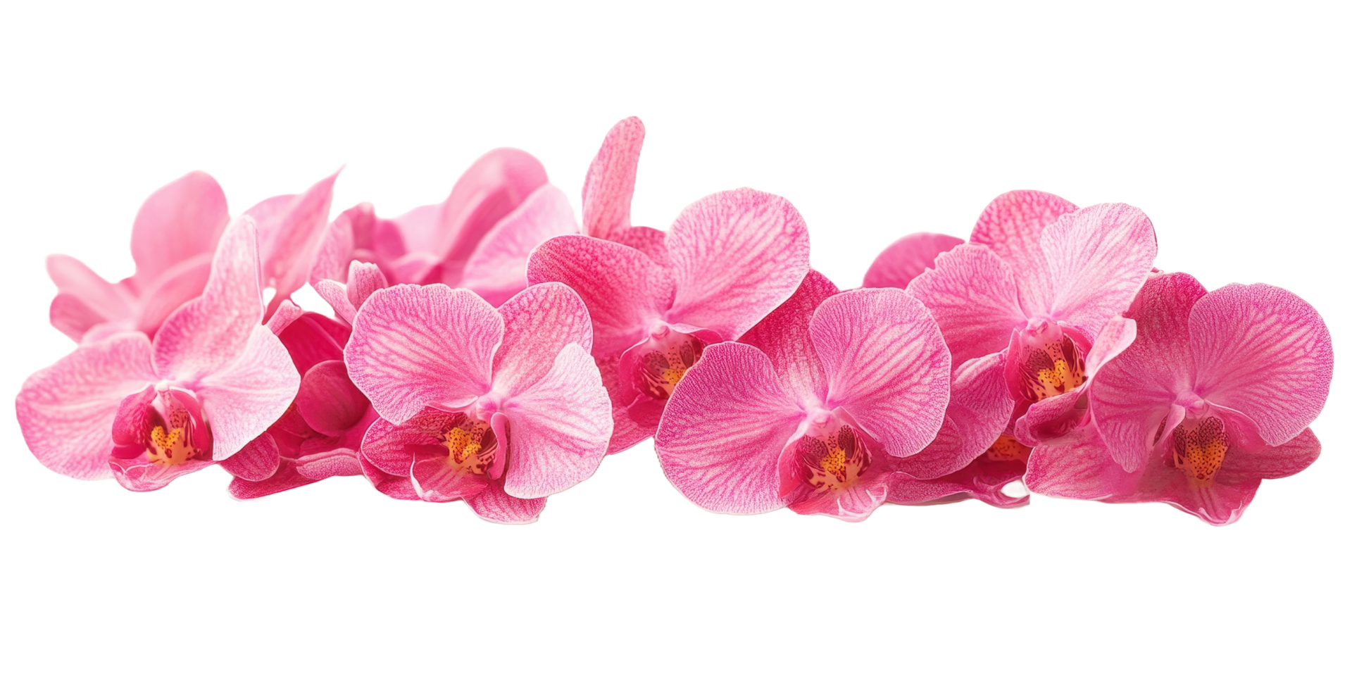 A collection of beautiful pink orchids in a horizontal arrangement png