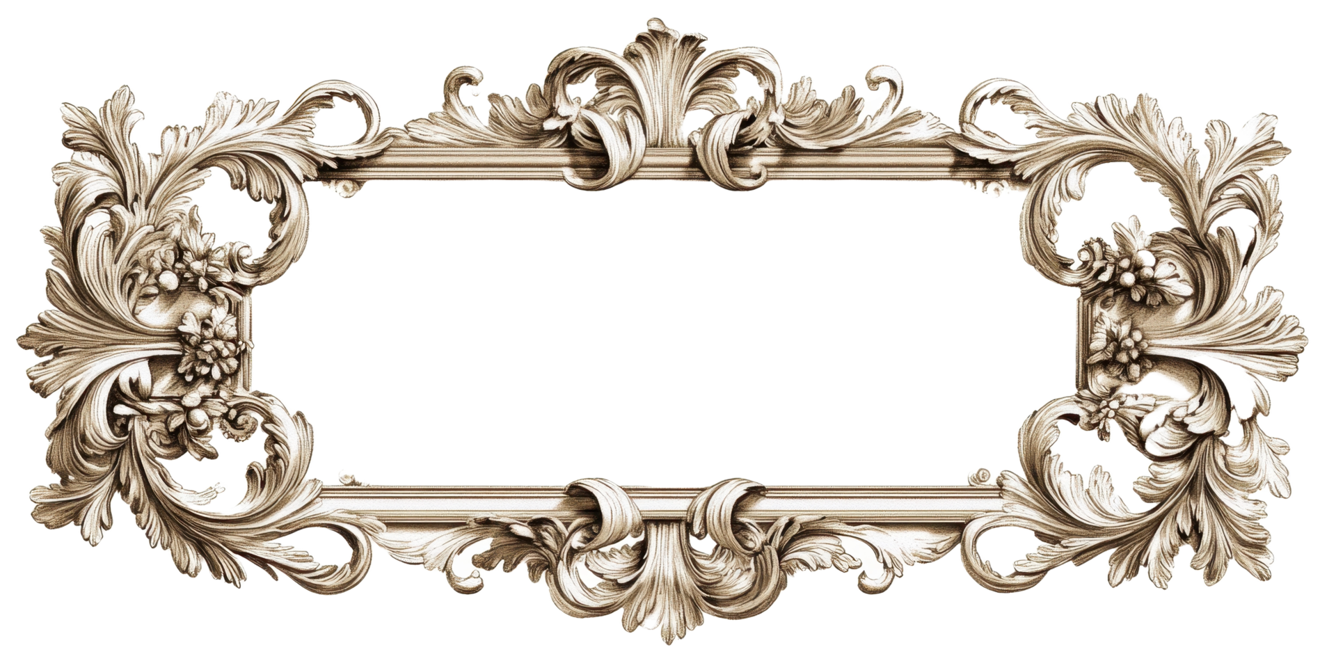 An Ornate Rectangular Frame Decorated With Floral and Leaf Motifs png