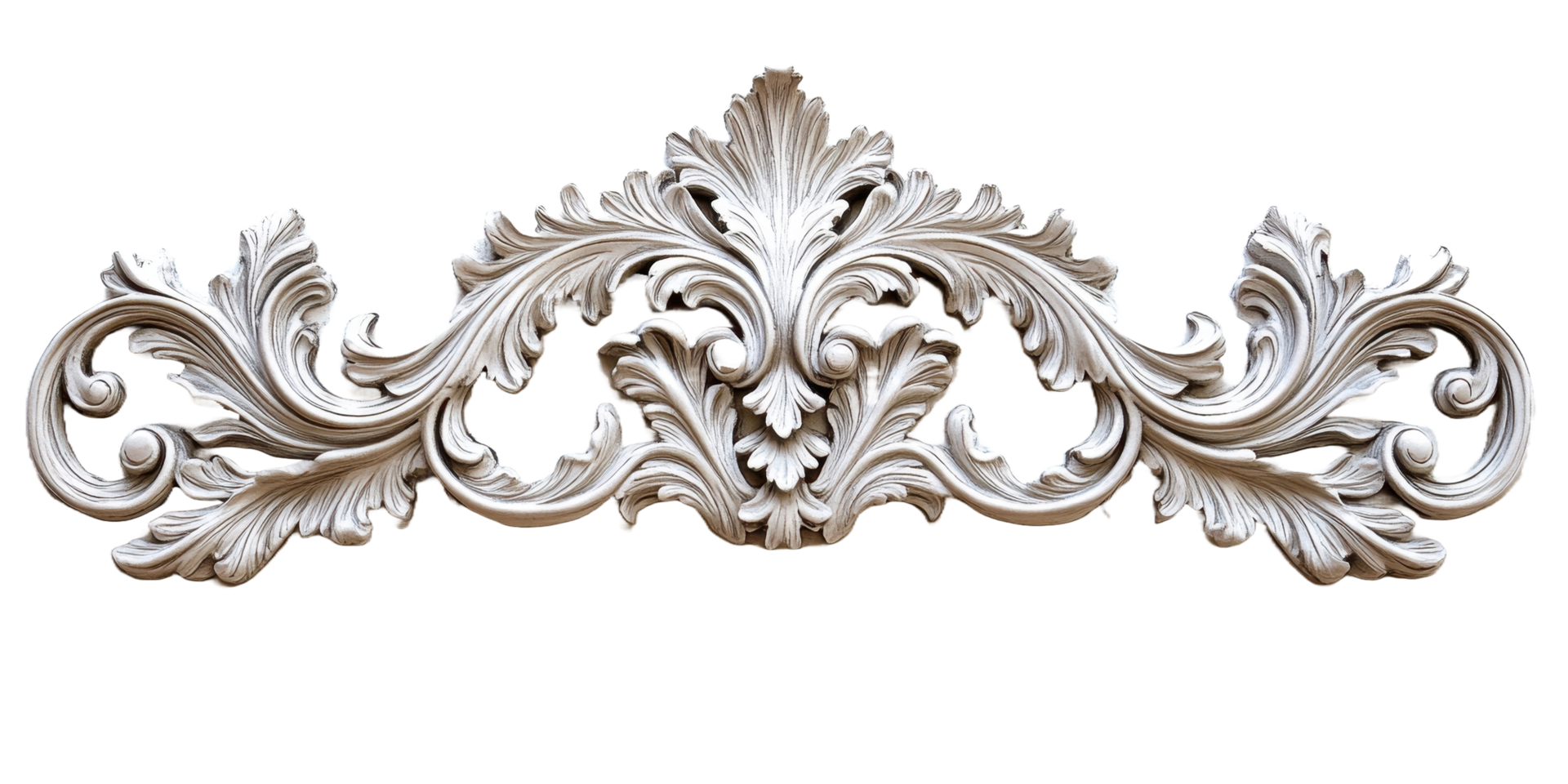 An ornate decorative floral scroll design in a grayscale color png