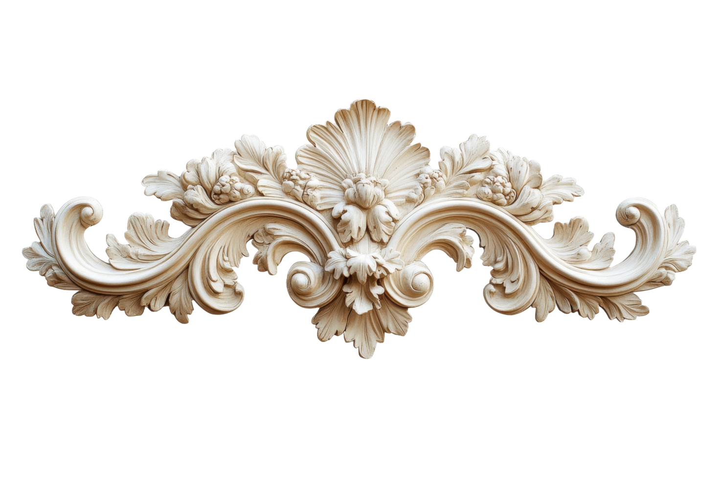 A decorative floral and leaf architectural element with ornate details png