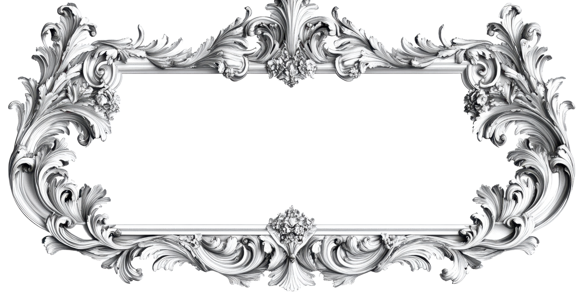 An ornate rectangular frame with detailed floral and leaf motifs png