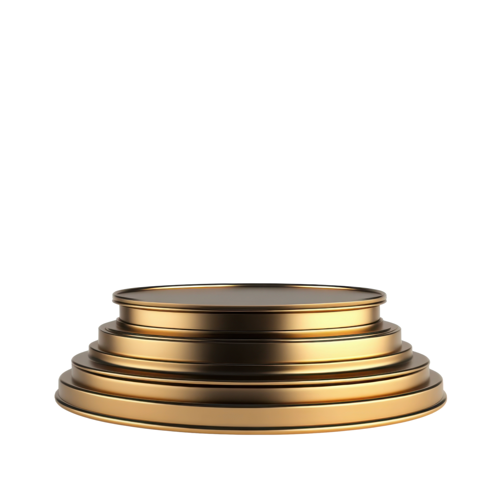 A golden tiered platform isolated against a black background png
