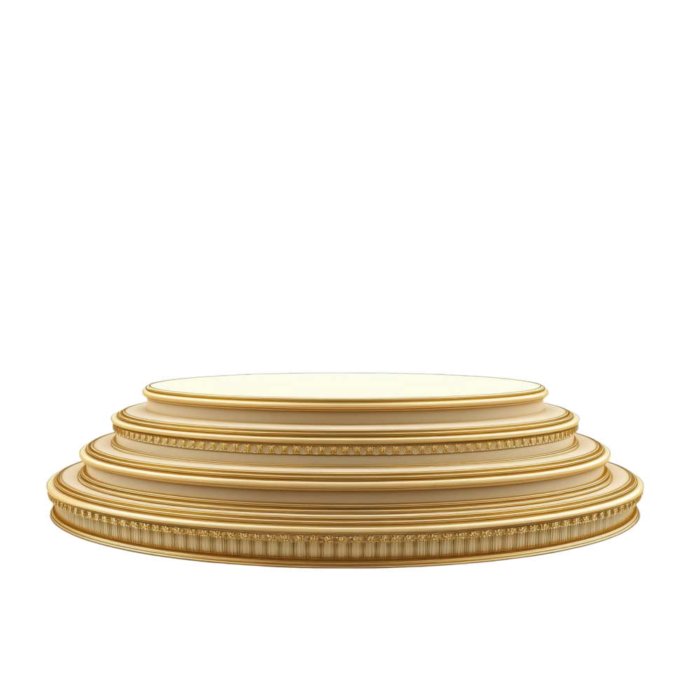 A decorative layered pedestal with golden ornamental accents png