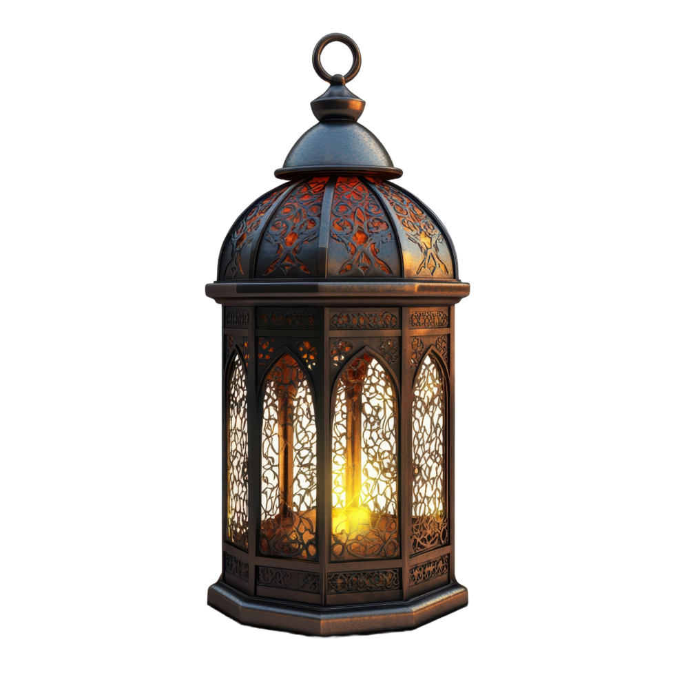 An ornamental ornate lantern shines brightly with an internal light source png