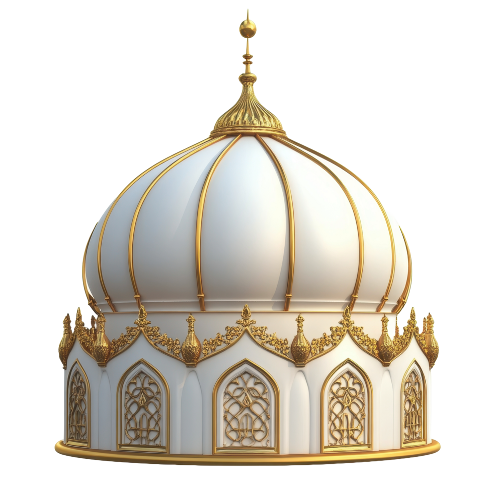 A decorative white and gold dome architectural structure design png