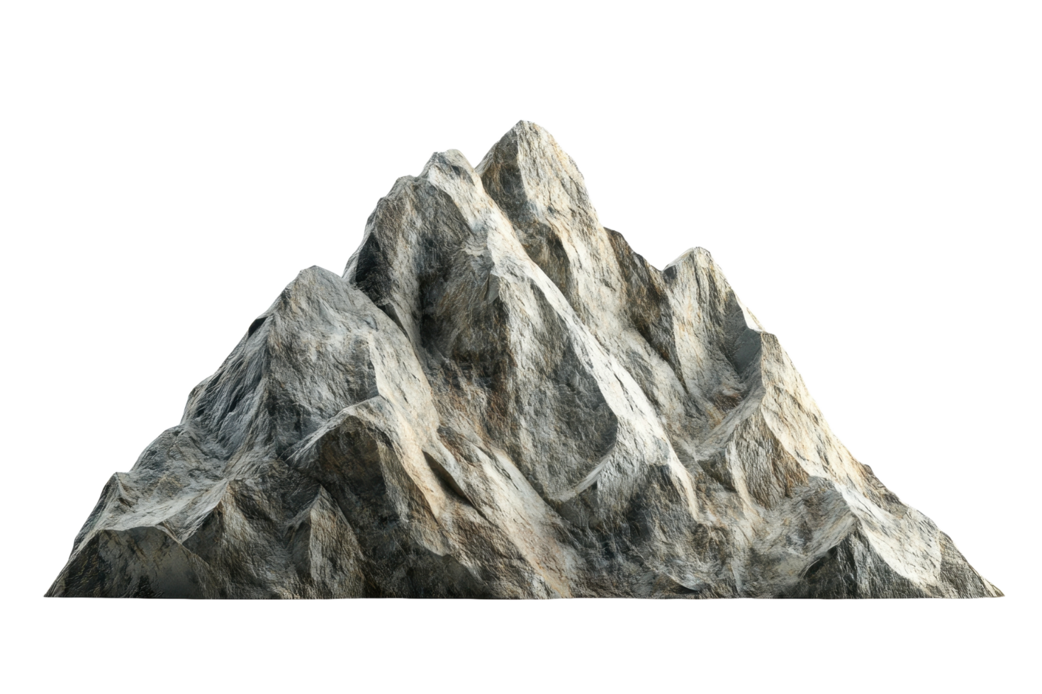 A majestic rocky mountain with several jagged peaks is shown png