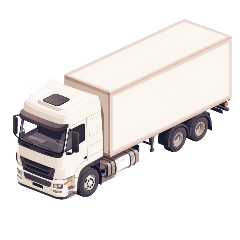A white articulated semi truck is shown from an isometric angle png