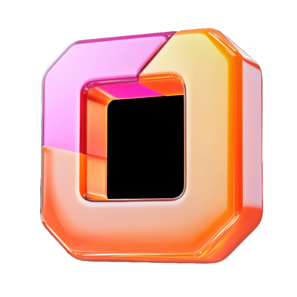 A colorful three dimensional abstract shape on a black background png