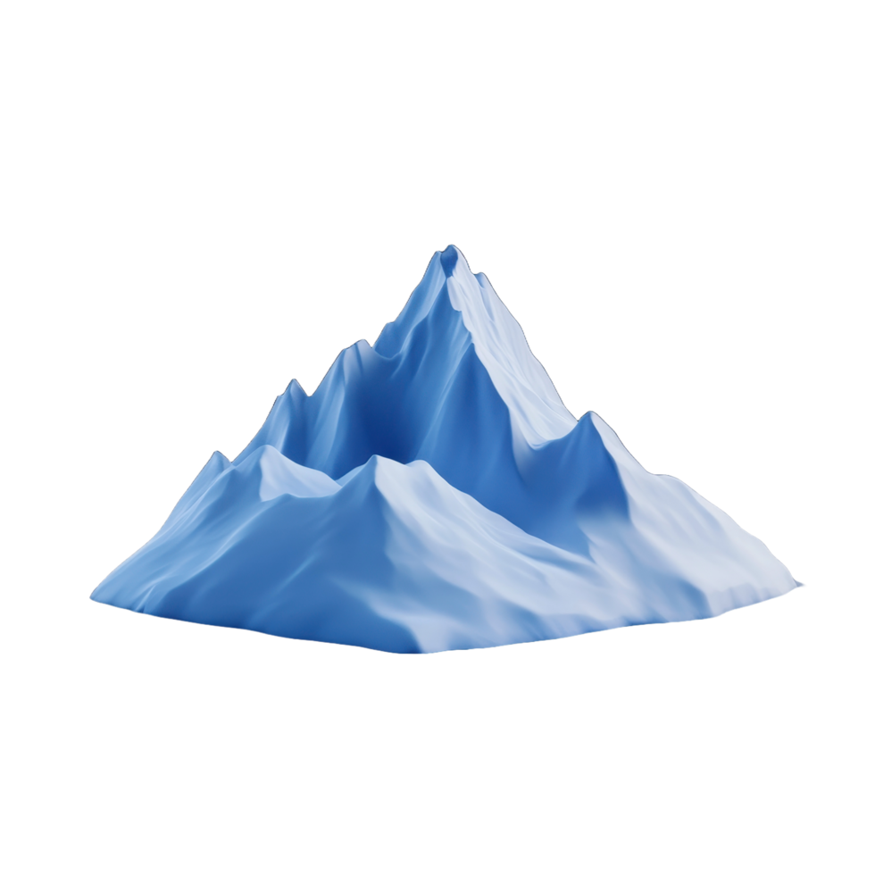 A rendered view of a mountain range against black backdrop png