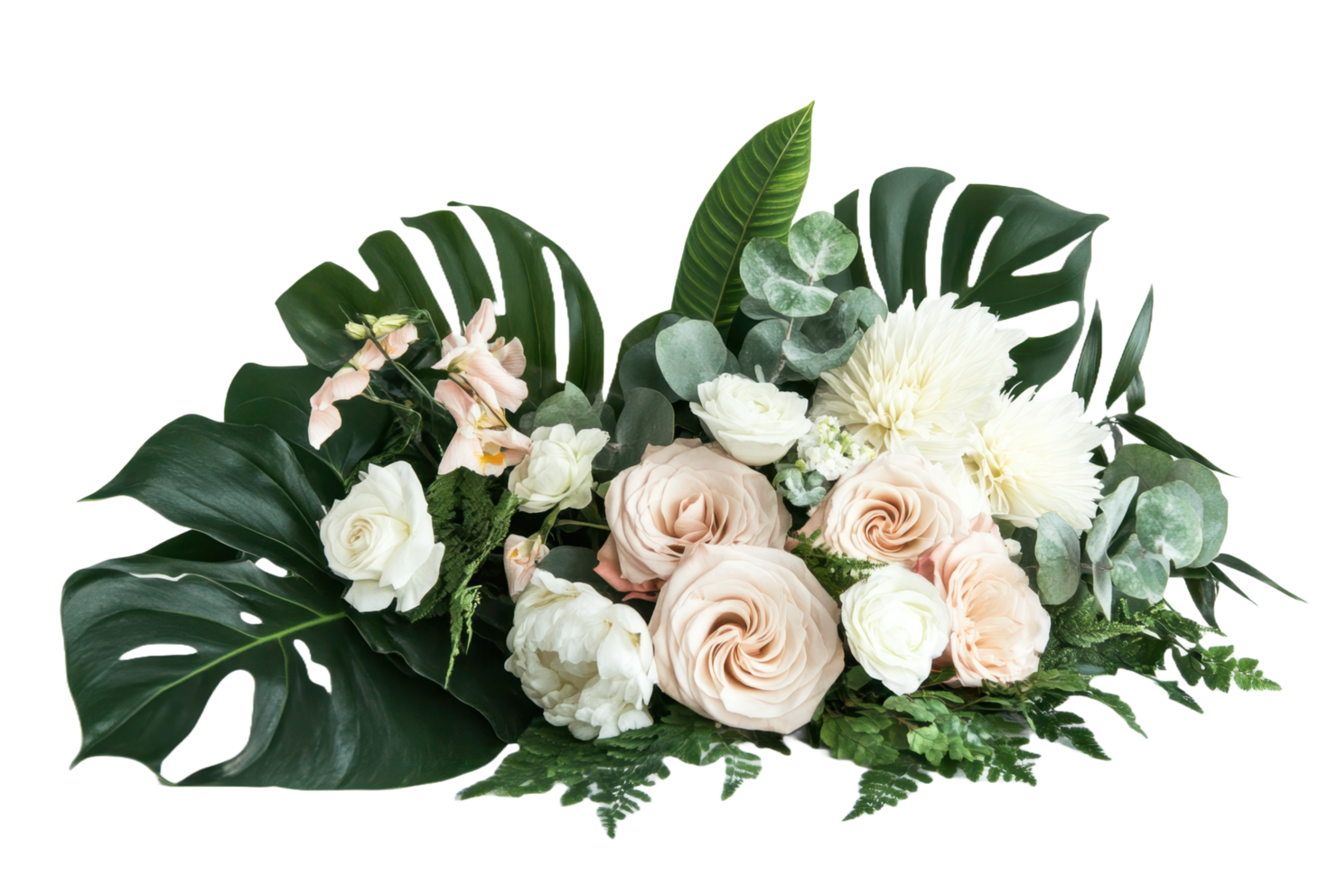 A beautiful arrangement featuring several varieties of fresh flowers and foliage png