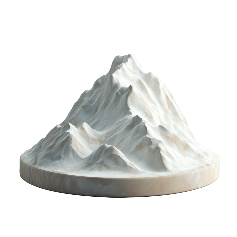 A miniature mountain model crafted with white textured terrain png