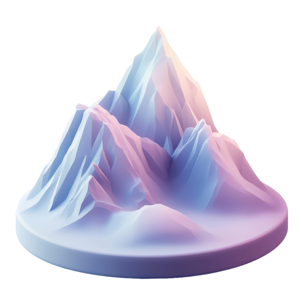 A three dimensional artistic mountain rendered in shades of pastel colors png
