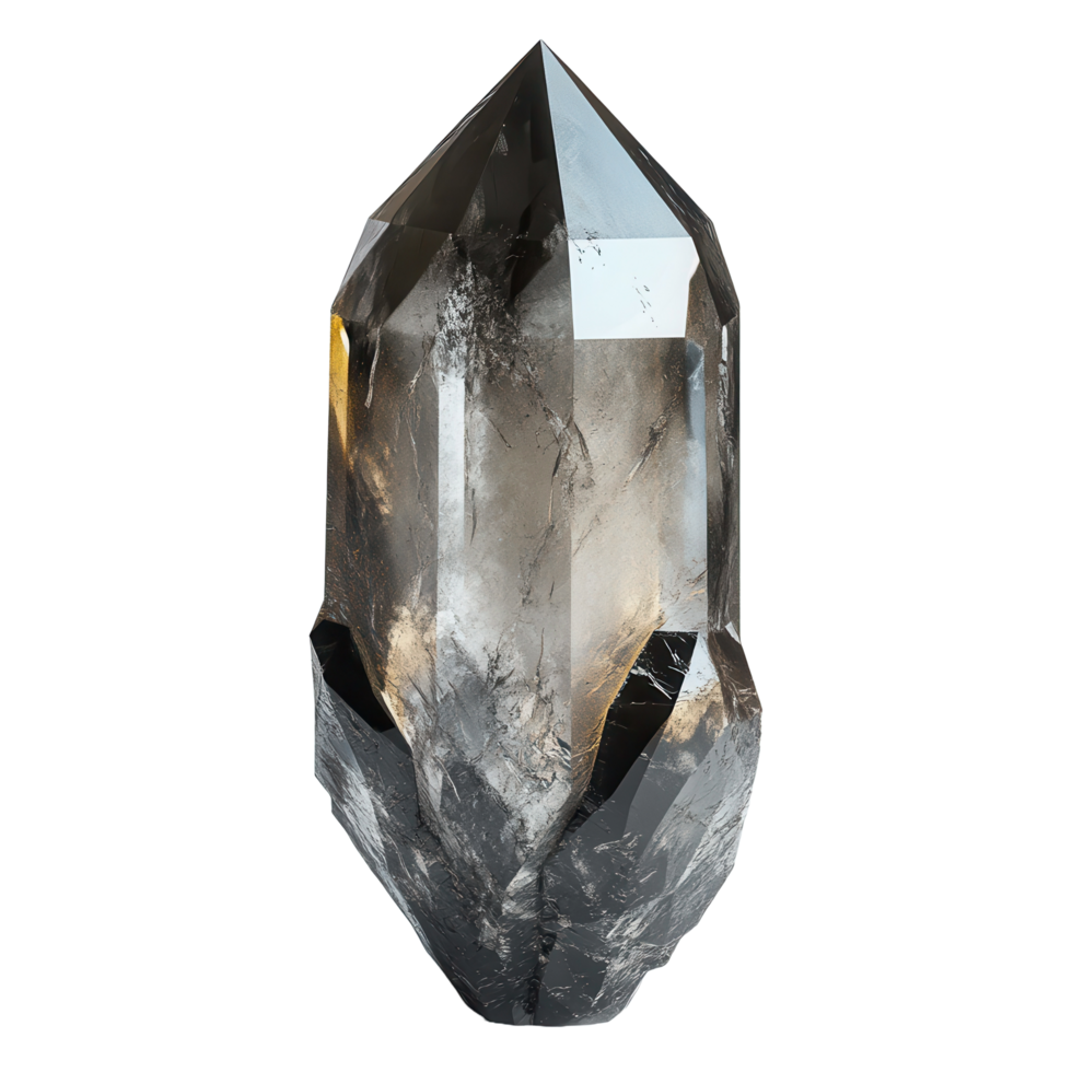 A single transparent crystal with sharp point and faceted faces png