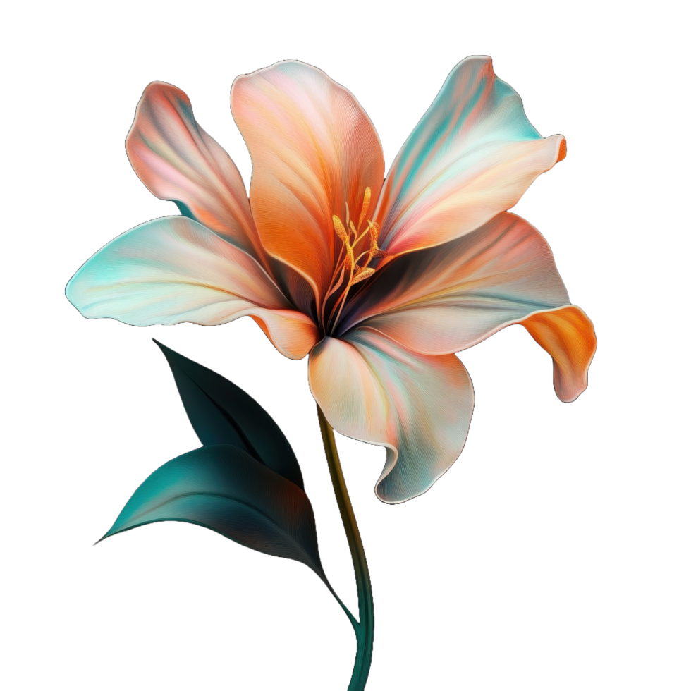 Beautiful stylized single flower with vibrant colors against black png
