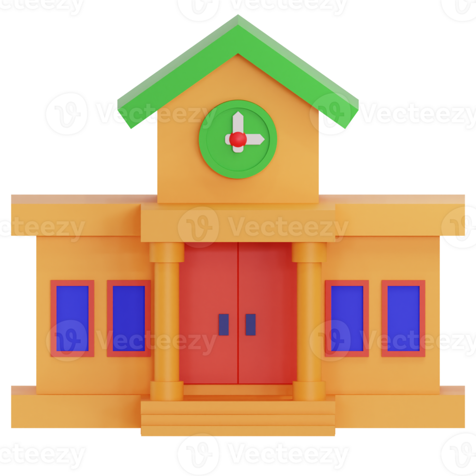 school 3d rendering png