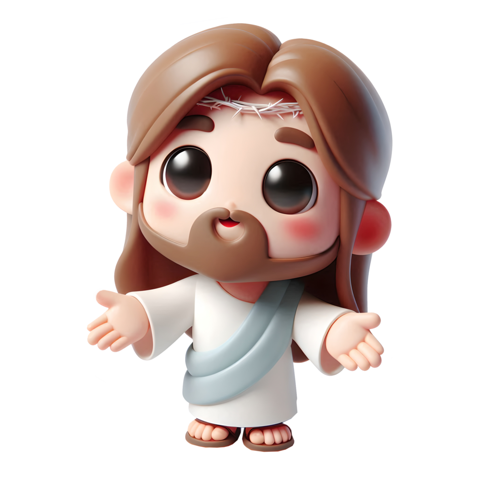 Cute 3d cartoon illustration of Jesus png