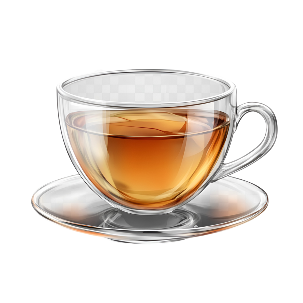 3D Steaming Tea Cup With Saucer On Transparent Background png