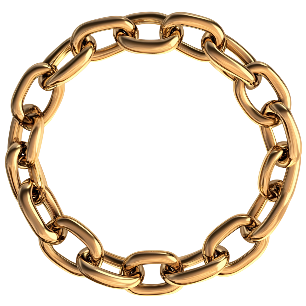 3D Elegant Gold Link Bracelet On Transparent Background png