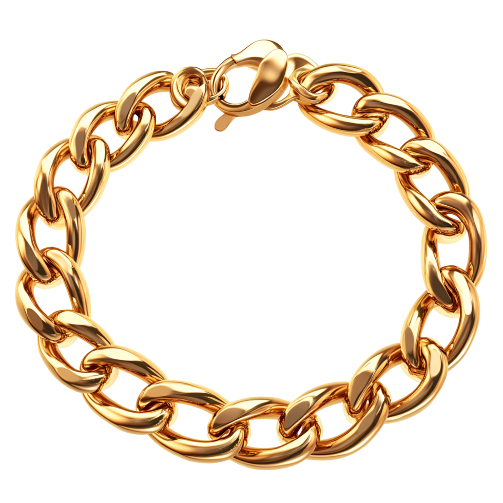 3D Stylish Gold Chain Wristband On Transparent Background png