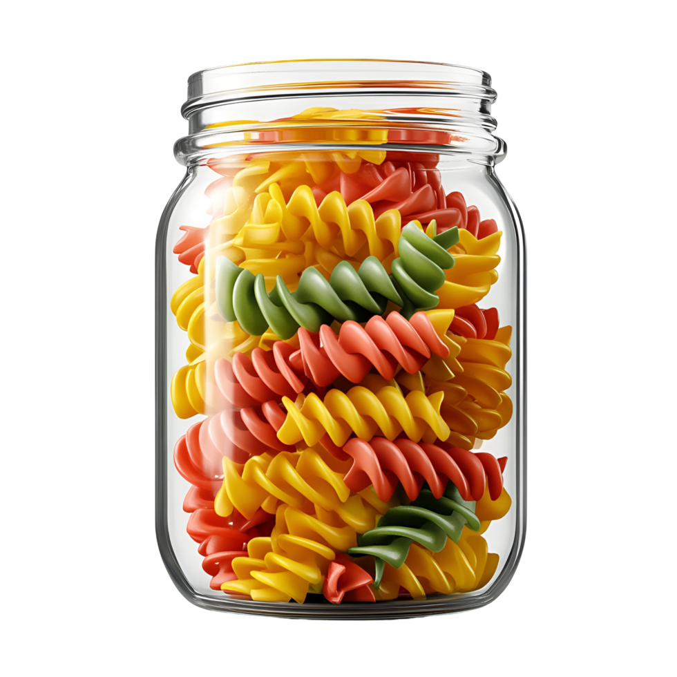 3D Glass Jar Full Of Pasta On Transparent Background png