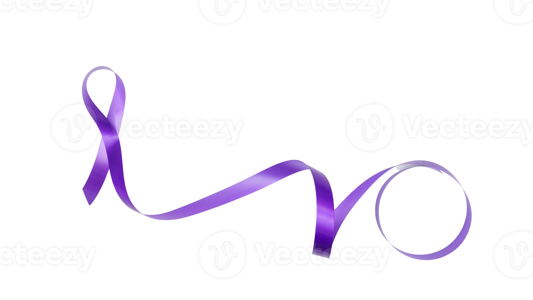 Long purple ribbon as symbol of various cancer and disease awareness isolated on transparent background png