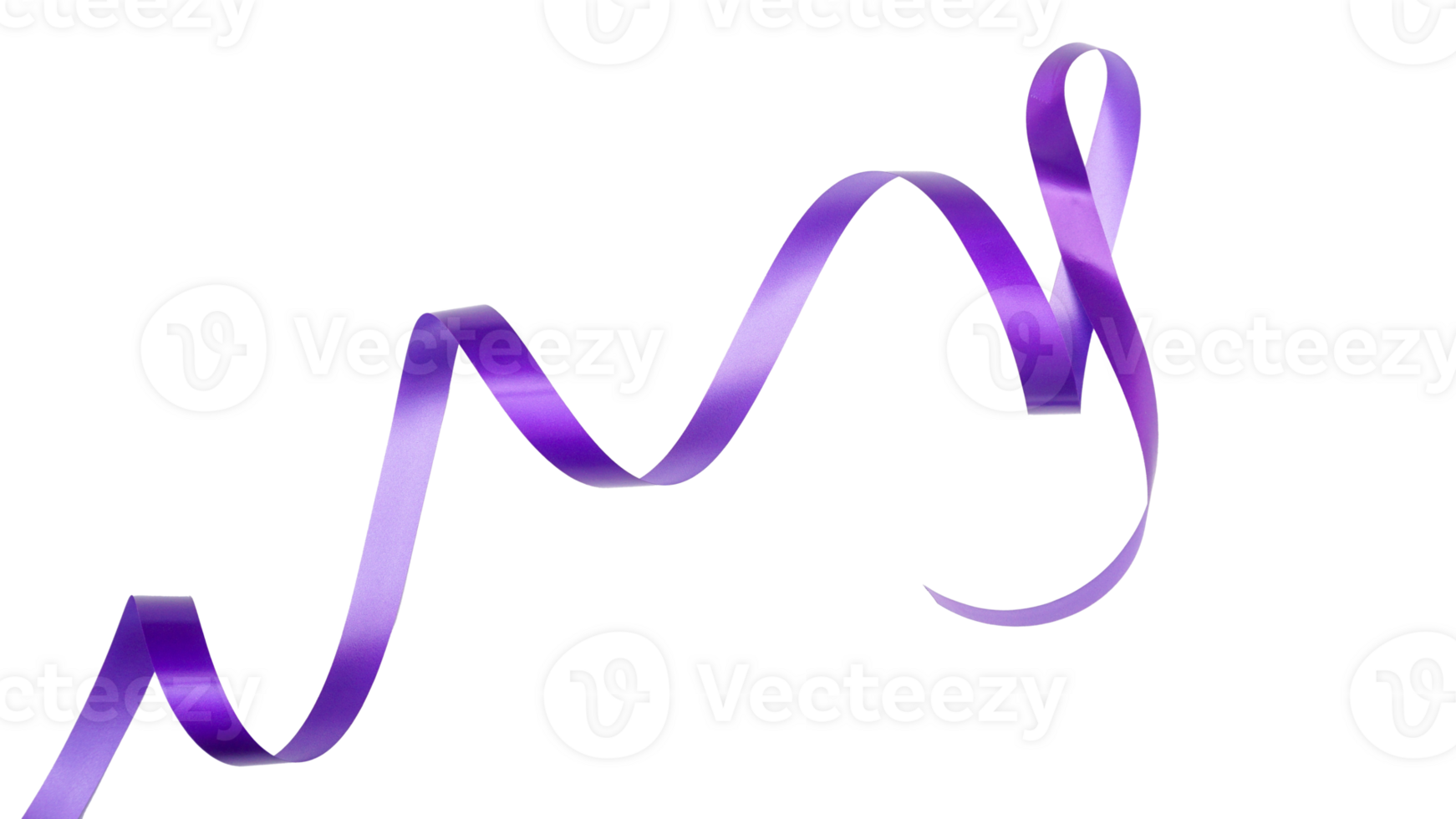 Purple ribbon as symbol of various cancer and disease awareness isolated on transparent background png