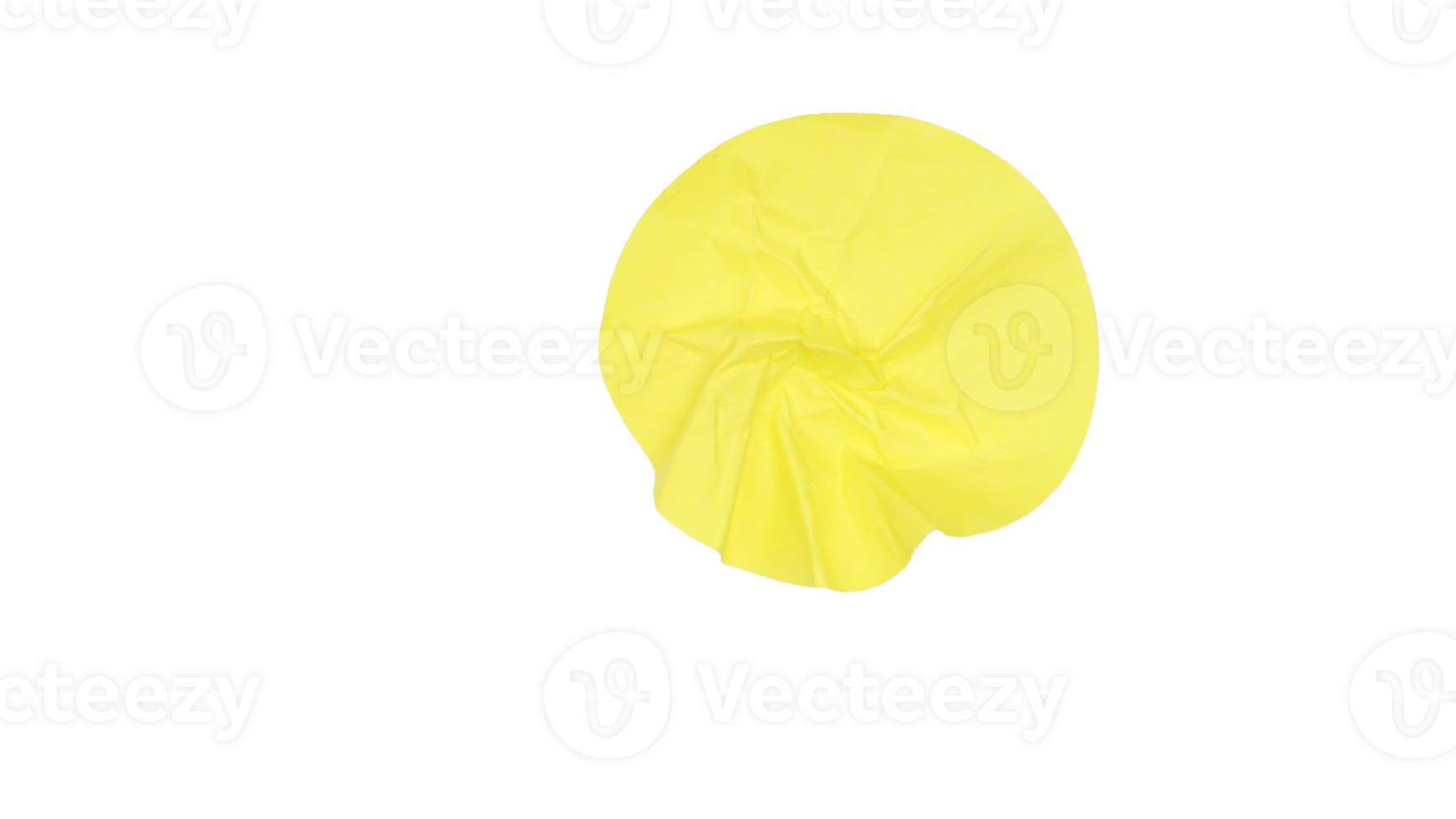 Simple bright yellow circular paper sticker tag isolated on transparent background png