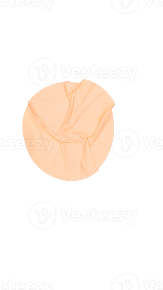 Plain peach colored round paper sticker label isolated on transparent background png