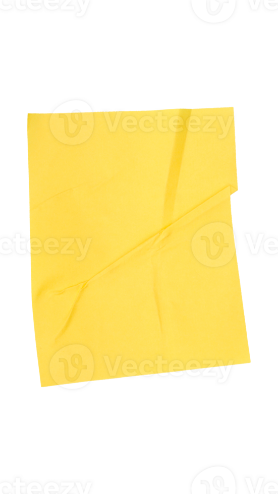 Crumpled yellow paper sticker label template isolated on transparent background png
