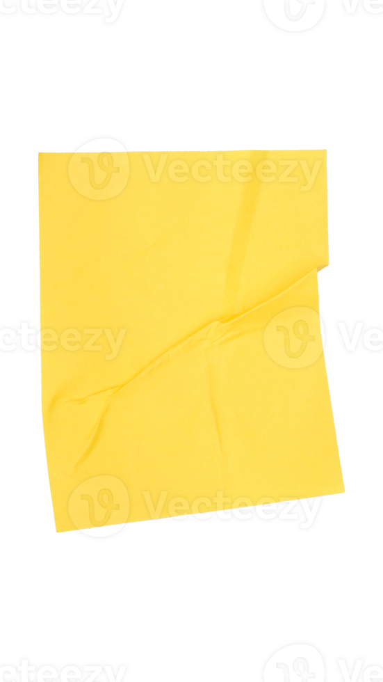 Crumpled circle yellow paper sticker label with blank space isolated on transparent background png