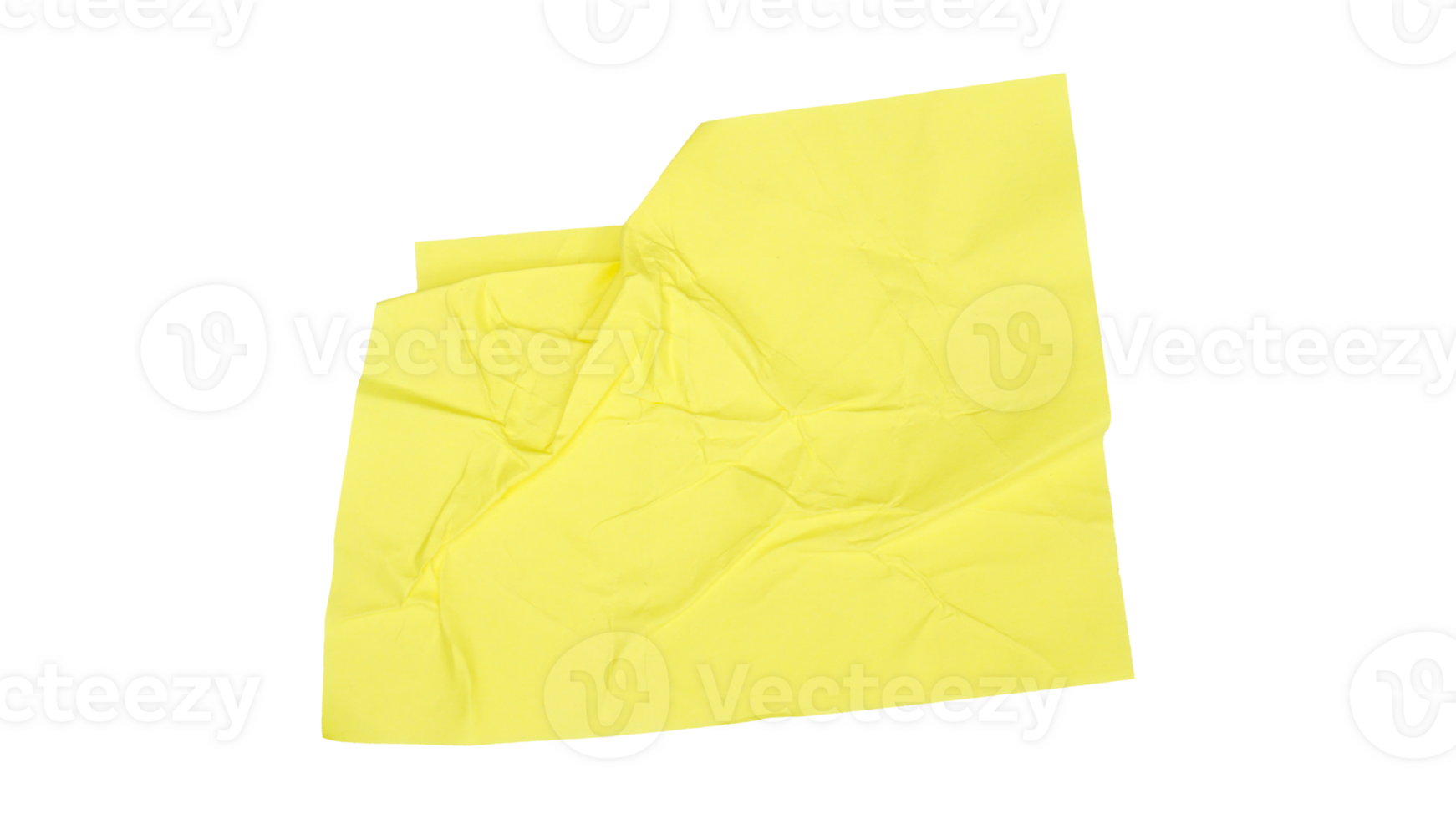 Bright yellow paper sticker label mockup isolated on transparent background png