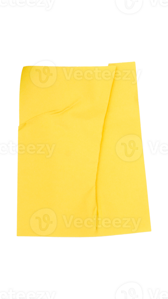 Crumpled blank yellow paper sticker label isolated on transparent background png