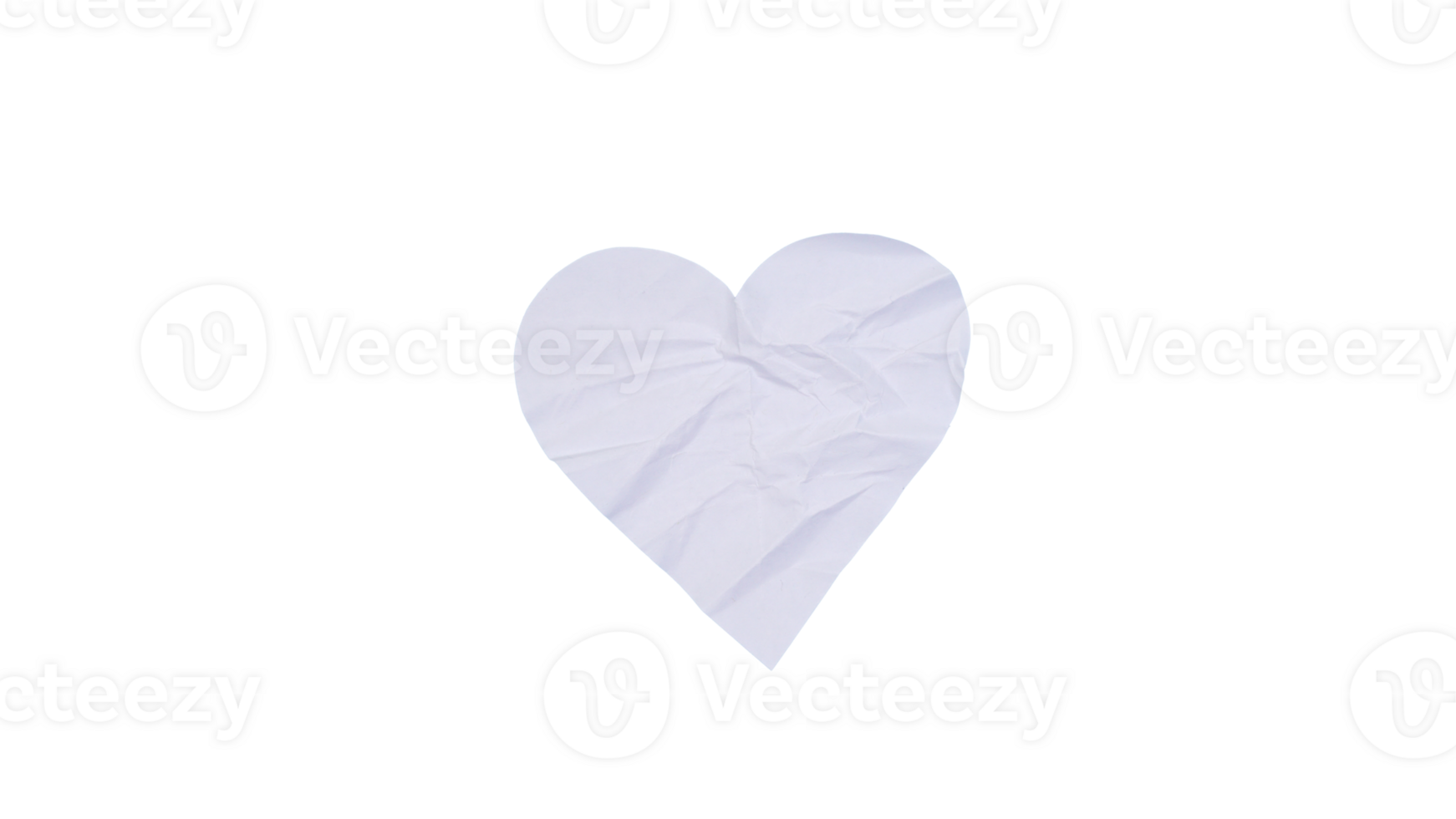 Heart shaped blank white paper adhesive label isolated on transparent background png