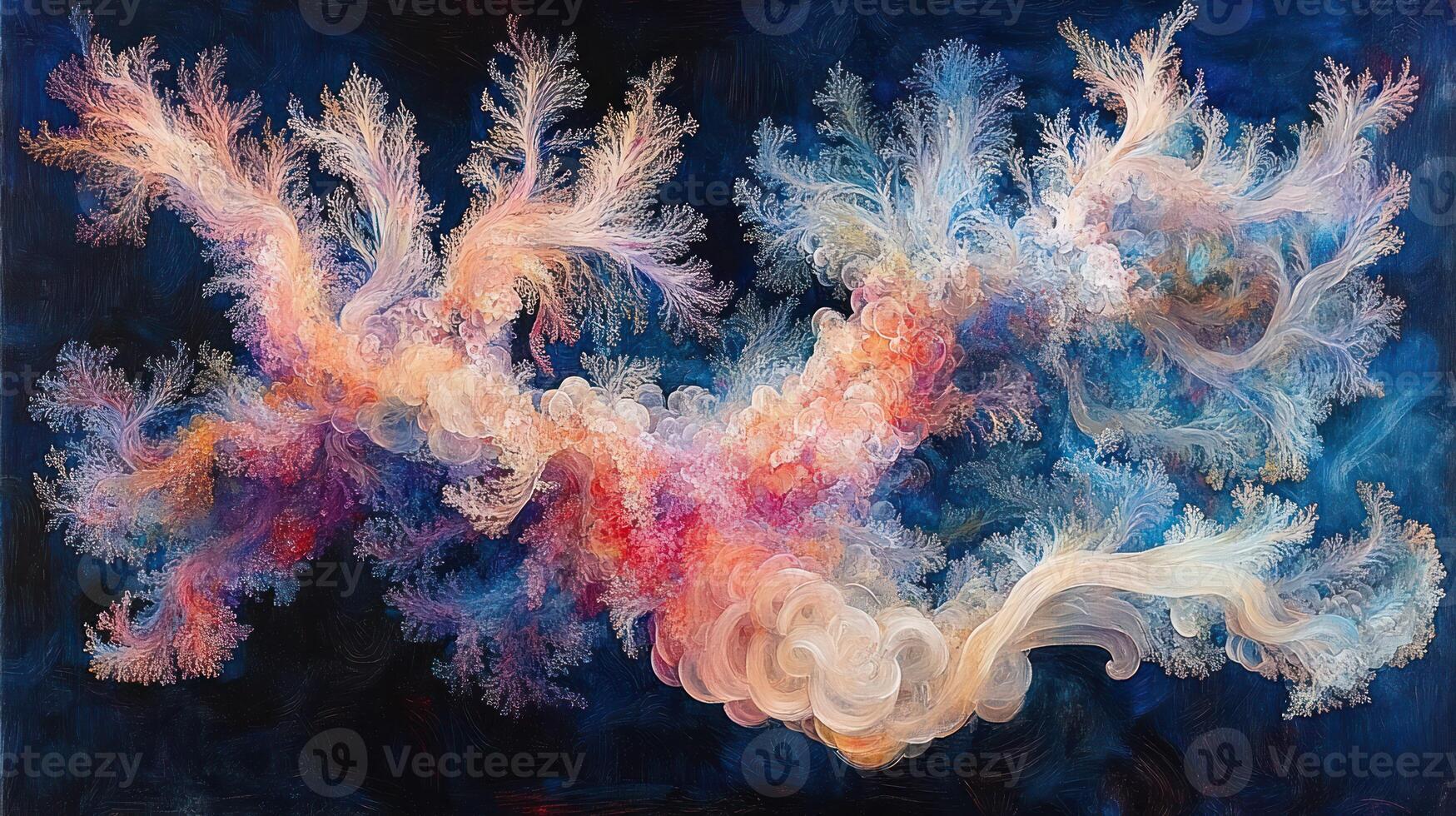 Abstract fractal artwork of ethereal, swirling, cosmic patterns photo