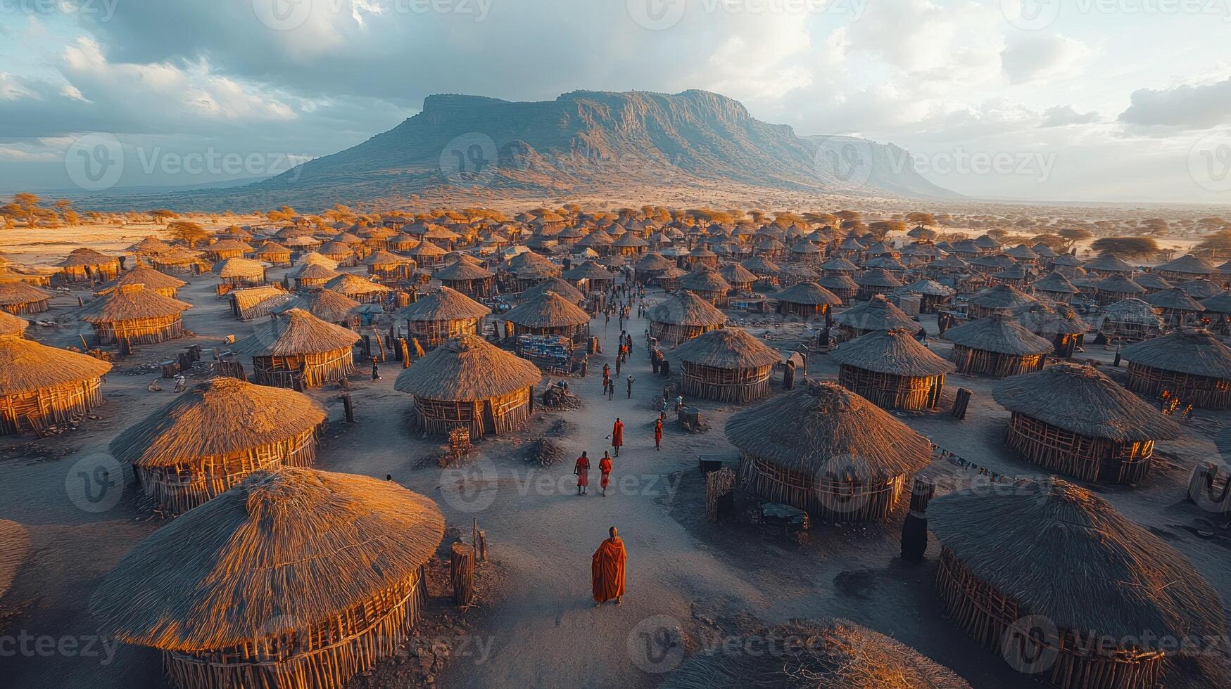 African Village Walk at Sunrise photo
