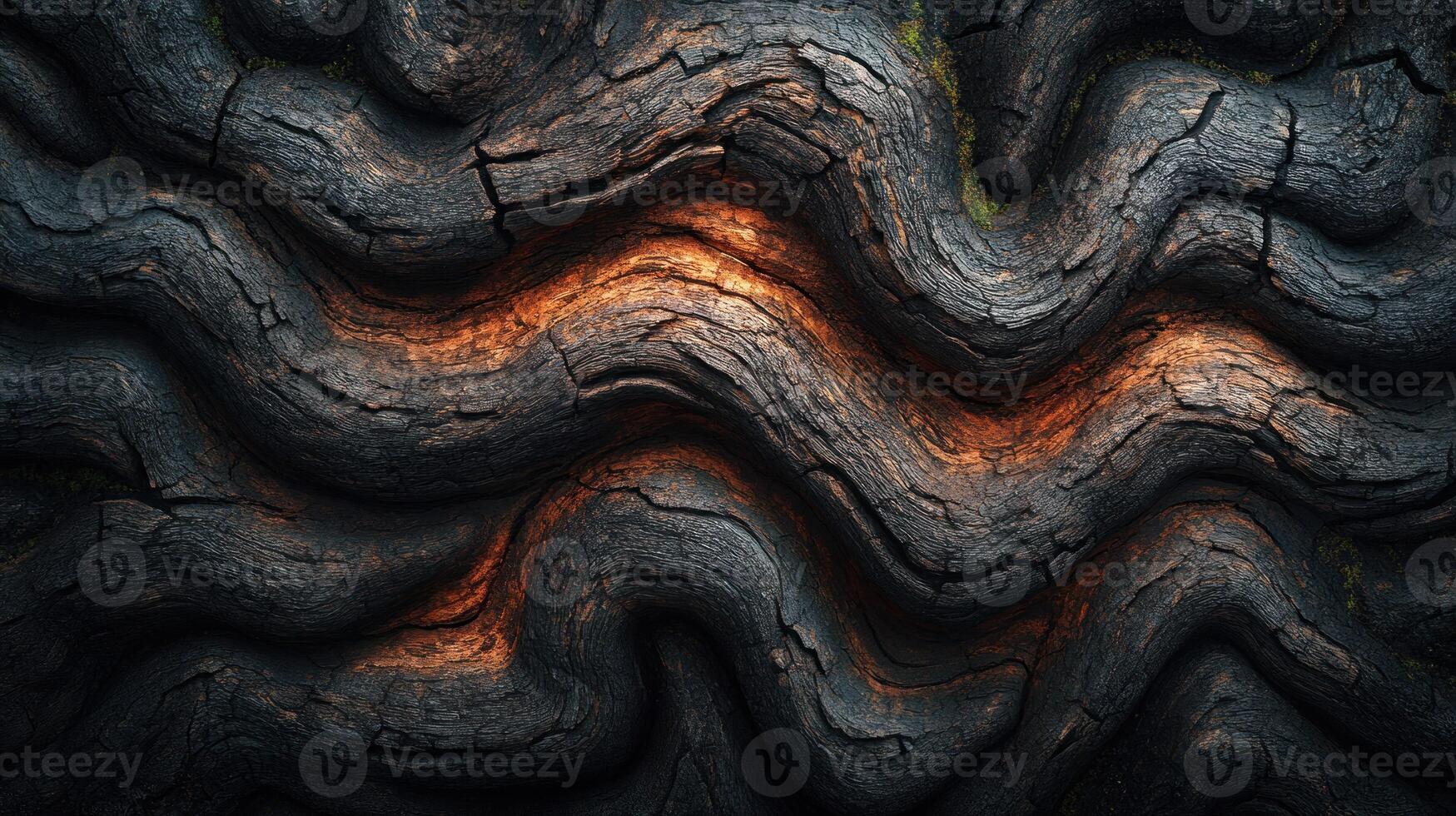 Abstract charred wood texture with wavy patterns photo