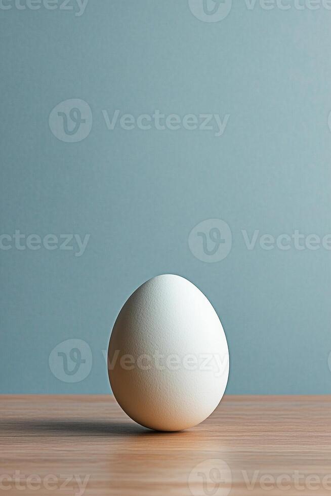 A white egg on a table photo