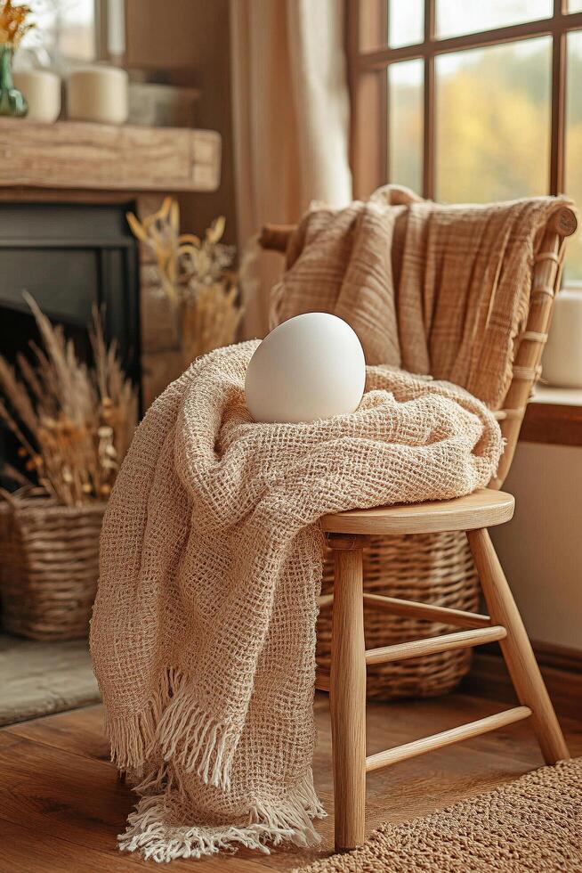 A chair with a blanket on it photo