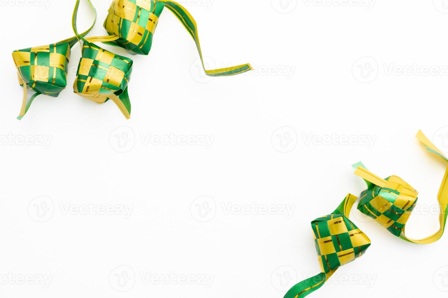 eid al fitr idul fitri ramadan ketupat lebaran empty white background isolated wallpaper flat lay photo