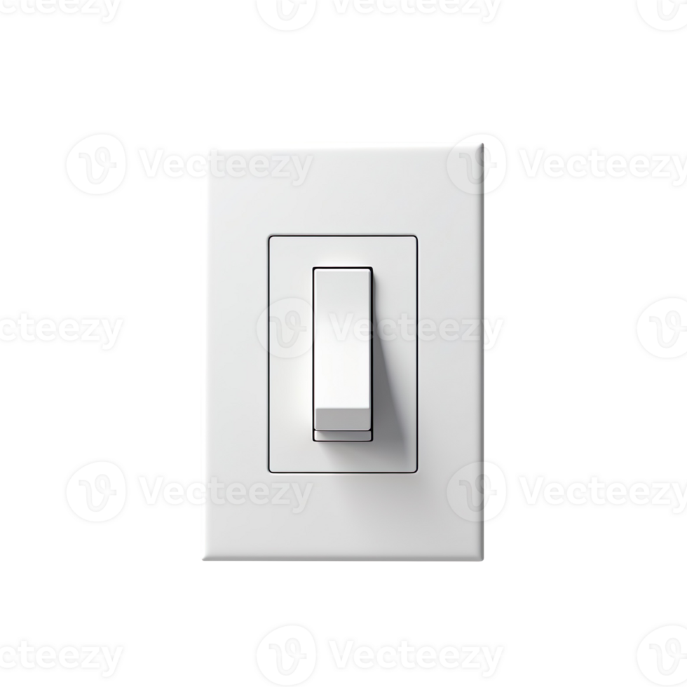 Modern White Light Switch on Wall isolated on transparent background png