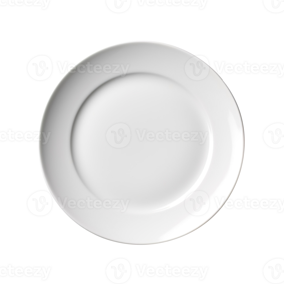 modern white plate, top view isolated on transparent background png