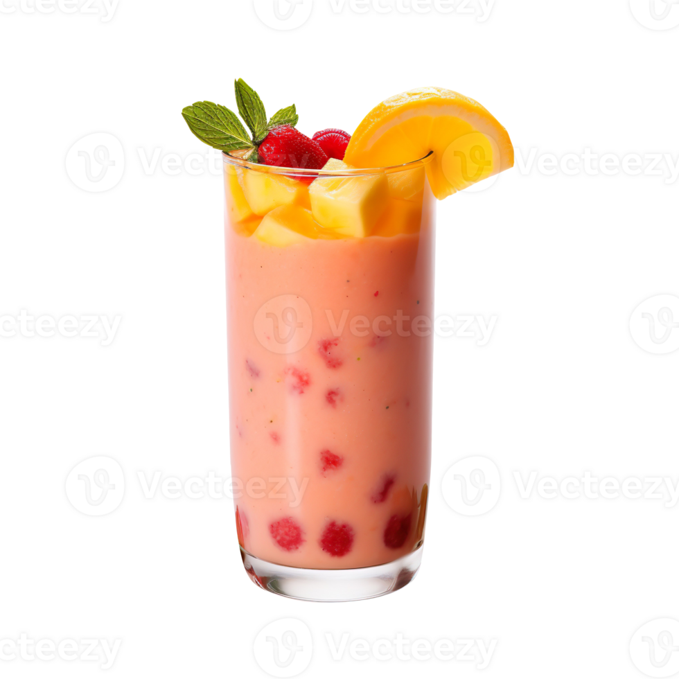 Minimalist Fruit smoothie in a glass side view isolated on transparent background png