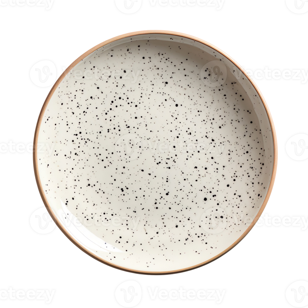 Minimalistic ceramic plate with speckled design isolated on transparent background png