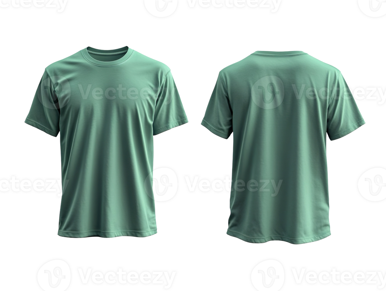 Mint men's classic t-shirt front and back isolated on a transparent background png
