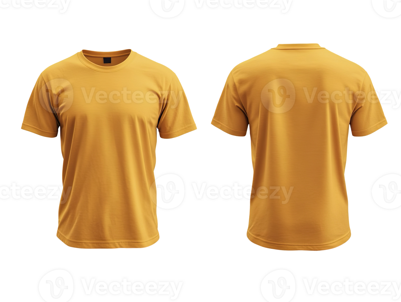 Mustard men's classic t-shirt front and back isolated on transparent background png