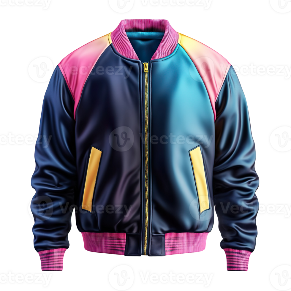 Neon College Jacket, Varsity Coat isolated on transparent background png